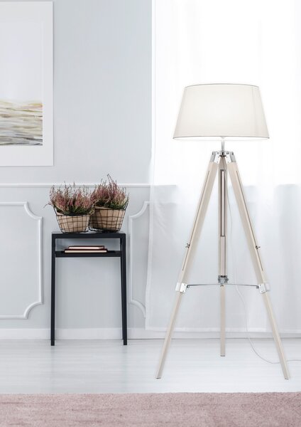Piantana da Interno E27 in Legno naturale Bianco