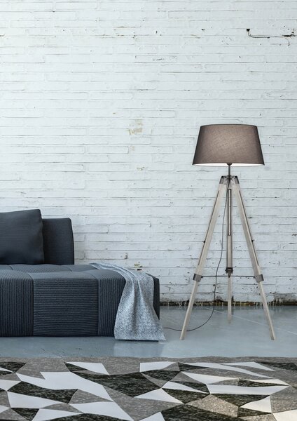 Piantana da Interno E27 in Legno naturale Grigio