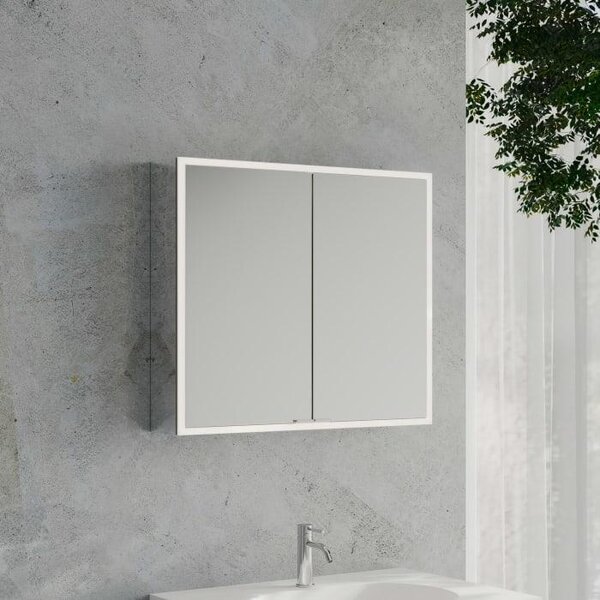 Specchio da bagno a cubo Kronenbach 2.0, da montare a parete, con 2 ante, 80 cm
