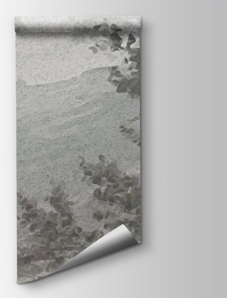 Carta da parati Paesaggio grigio e bianco con alberi e un fiume, Carta da parati Natura, Carta da parati popolare, t00856 - Tapeko.it