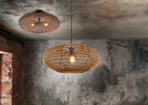 Lampada a Sospensione da Interno E27 in Metallo Nero Opaco