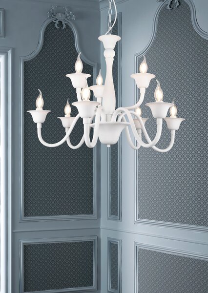 Lampadario da Interno E14 in Metallo Bianco Opaco