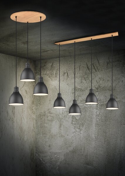 Lampada a Sospensione da Interno E14 in Metallo Nero Opaco