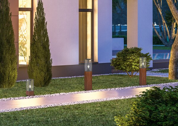 Palo da Esterno a Led in Legno naturale Legno