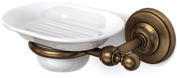Portasapone sospeso Bronzo BRITISH Dimensioni 16x12,5xh6 cm Stile Inglese Classico primo Novecento con contenitore in ceramica bianca finitura Bronzo