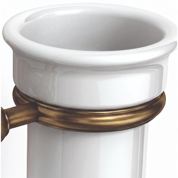 Porta bicchiere sospeso in ottone cromato con contenitore in ceramica BRITISH Dimensioni 13,5x11,5xh10 cm Stile Inglese Classico primo Novecento porcellana finitura Bronzo