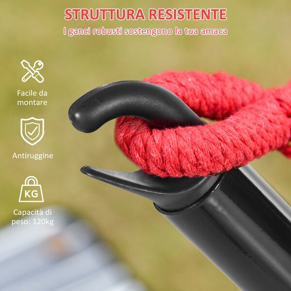Outsunny Struttura per Amaca Universale da 3m, Supporto in Metallo da Esterno per Giardino e Terrazza, 300x90x100cm, Nero|Aosom