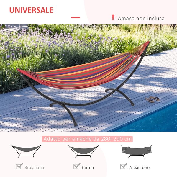 Outsunny Struttura per Amaca Universale da 3m, Supporto in Metallo da Esterno per Giardino e Terrazza, 300x90x100cm, Nero|Aosom