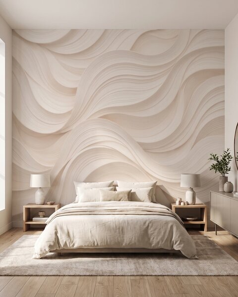 Carta da parati Onde astratte di colore beige in stile 3D, Carta da parati lastrazione, w09957 : Uwalls.it