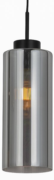 Lampada a sospensione Art Déco nera con vetro fumé - Laura