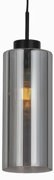 Lampada a sospensione Art Déco nera con vetro fumé - Laura