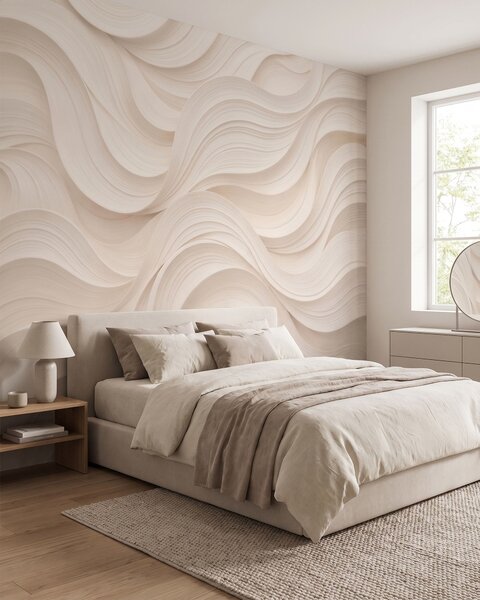 Carta da parati Onde astratte di colore beige in stile 3D, Carta da parati lastrazione, w09957 : Uwalls.it