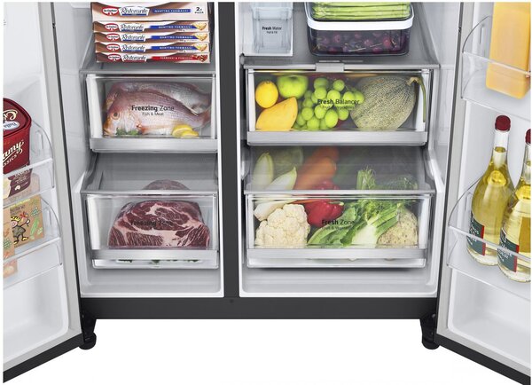 Lg Frigorifero Americano Side by Side 635 Litri Classe E No Frost colore Nero Opaco InstaView - GSGV81EPLL