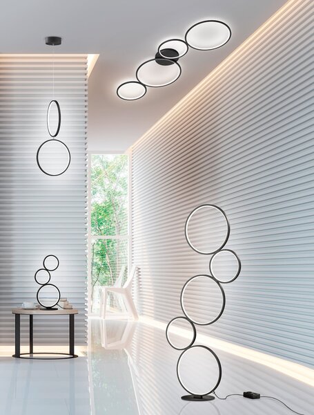Lampada a Sospensione da Interno a LED in Metallo Nero Opaco