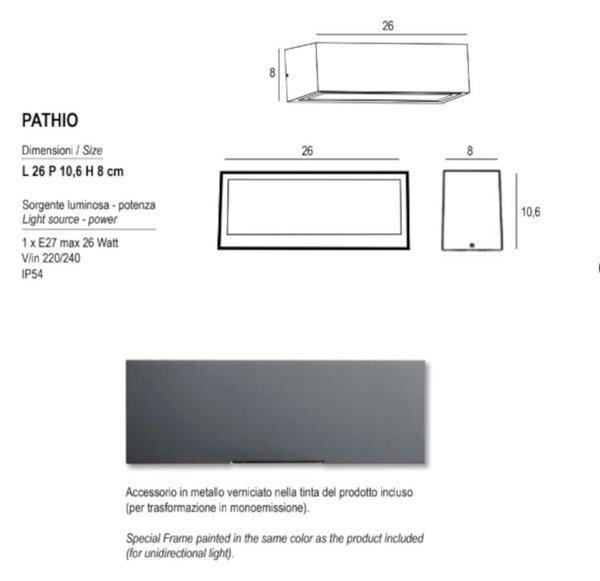 Applique classico promoingross pathio ru e27 led ip54 alluminio vetro - Promoingross