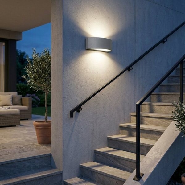 Applique moderno promoingross lente 5581 e27 led ip54 alluminio vetro biemissione monoemissione - Promoingross