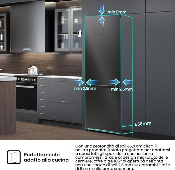 Hisense Frigorifero Combinato Capacit 413 Litri Classe Energetica C Raffreddamento No Frost Wi-Fi colore Nero - RB5P410SBFC