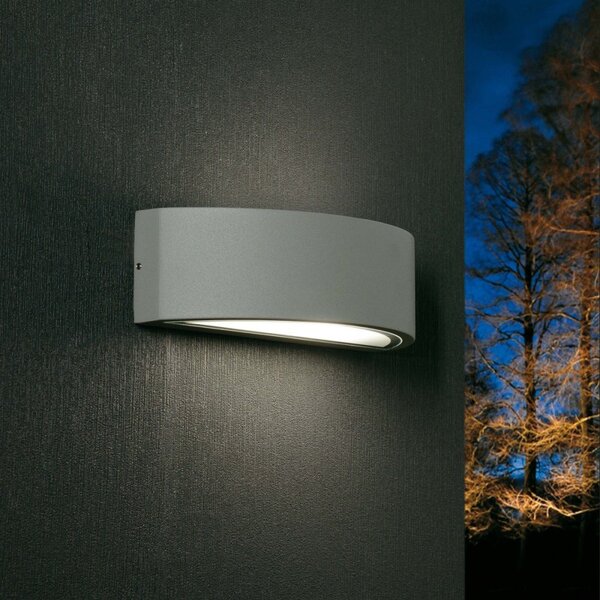 Applique moderno promoingross lente 5581 e27 led ip54 alluminio vetro biemissione monoemissione - Promoingross