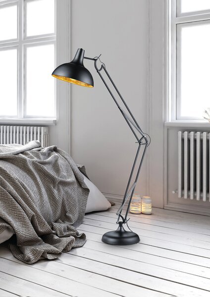 Piantana da Interno E27 in Metallo Nero Opaco