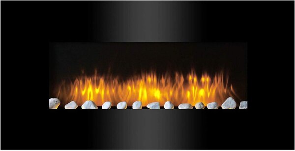 Camino elettrico a parete – Riscaldamento – Crea un'atmosfera accogliente – Immagine realistica delle fiamme – 1055 x 48 cm – Nero