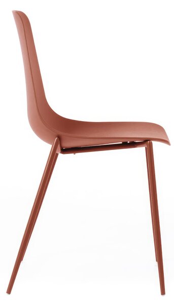 Sedia Frida Kitchen & Living 49x48.5xH88 cm, Colore Ruggine, Seduta e Schienale in Polipropilene, Struttura in Metallo
