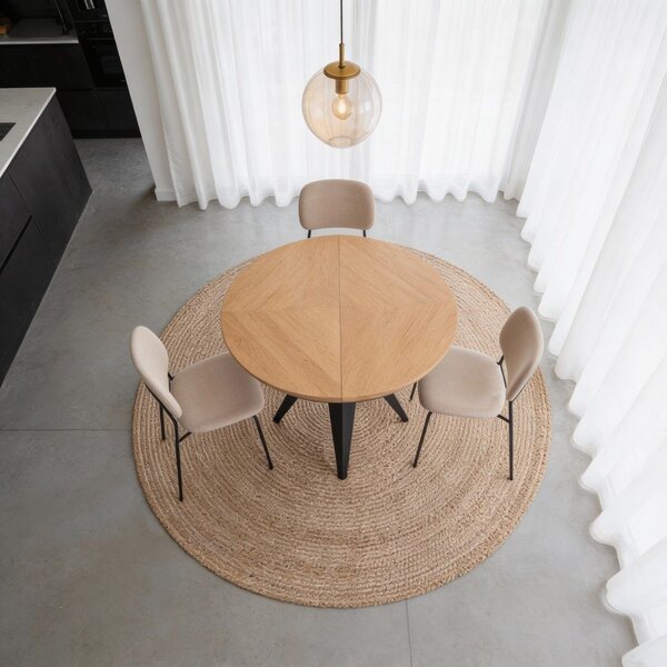 Tavolo da pranzo rotondo con piano effetto rovere allungabile con estensione ø 120 cm Magnus – Windsor & Co Sofas