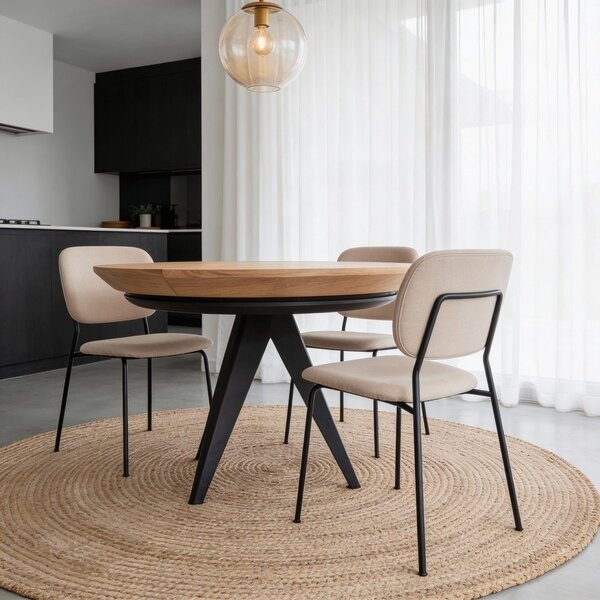 Tavolo da pranzo rotondo con piano effetto rovere allungabile con estensione ø 120 cm Magnus – Windsor & Co Sofas