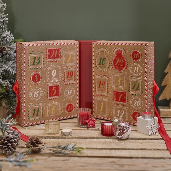 Calendario dell'Avvento - 24 candele profumate - HOME DECO FACTORY - Marrone rosso