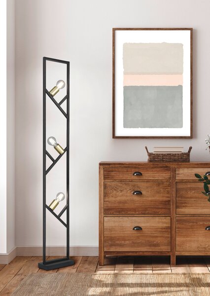 Piantana da Interno E27 in Metallo Nero Opaco