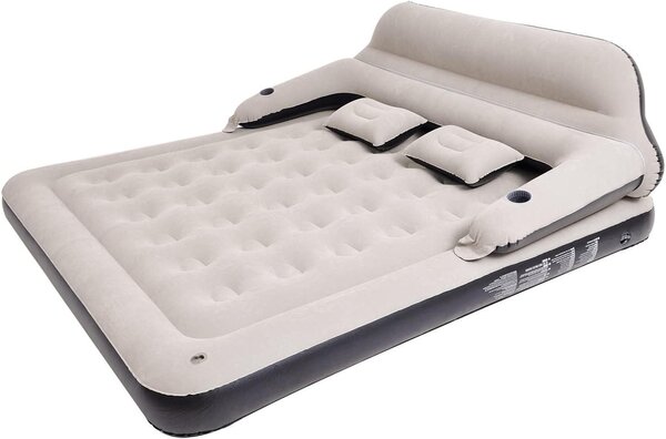 Divano gonfiabile - Letto gonfiabile - Ideale per ospiti e per rilassarsi - Con schienale removibile - Misura queen size, 202 cm - Colore beige