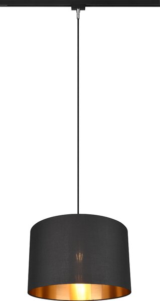 Lampada a Sospensione da Interno E27 in Tessuto Nero Oro