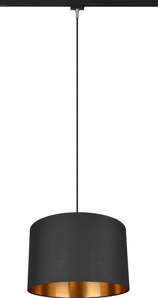 Lampada a Sospensione da Interno E27 in Tessuto Nero Oro