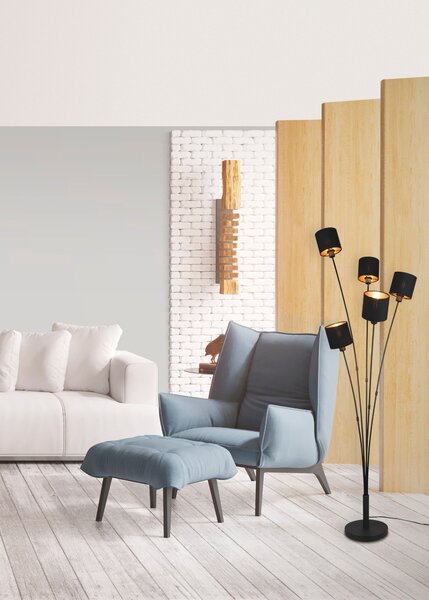Piantana da Interno E14 in Metallo Nero Opaco