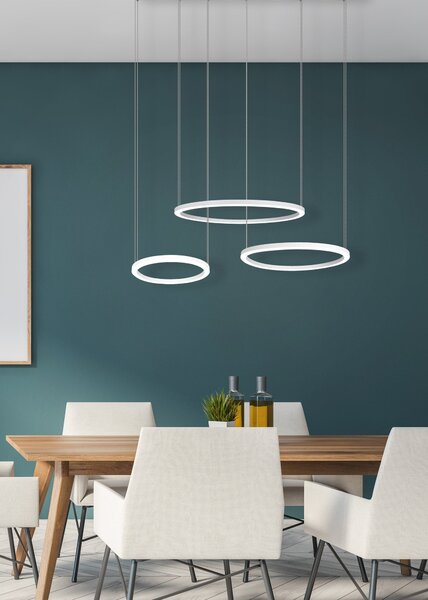 Lampada a Sospensione da Interno a LED in Metallo Bianco Opaco