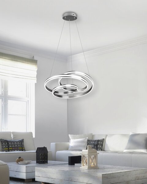 Lampada a Sospensione da Interno a LED in Metallo Bianco Opaco