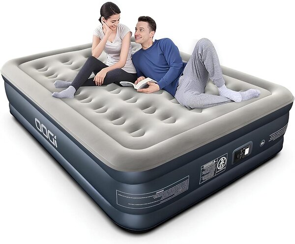 Materasso ad aria - Letto gonfiabile - Campeggio e viaggi - Autogonfiante con pompa - 203 x 152 x 46 cm - Grigio