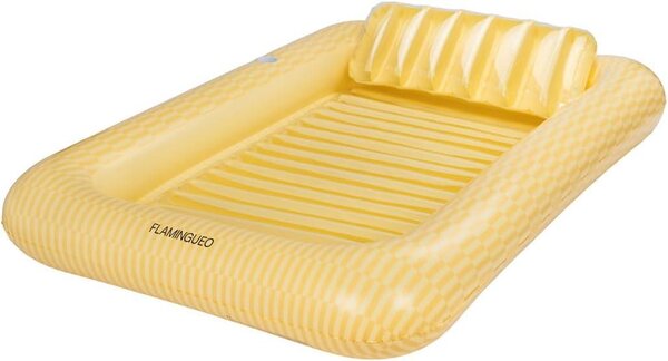 Gommona gonfiabile - Lettino gonfiabile da spiaggia - Ideale per prendere il sole e rilassarsi - Con portabicchieri - 205 x 140 cm - Giallo