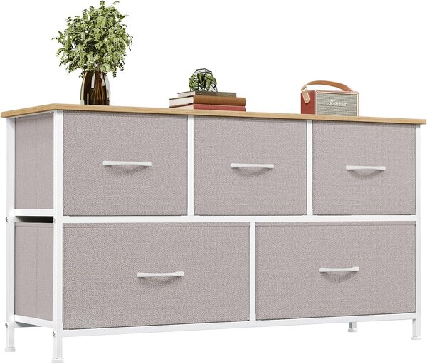 Mobiletto contenitore con struttura in acciaio - Cassettiera portaoggetti - Organizzazione degli spazi - Cassetti in tessuto - 100 x 55 cm - Grigio asfalto