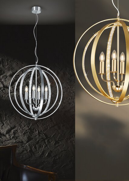 Lampadario da Interno E14 in Metallo Alluminio Spazzolato