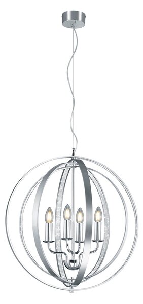 Lampadario da Interno E14 in Metallo Alluminio Spazzolato