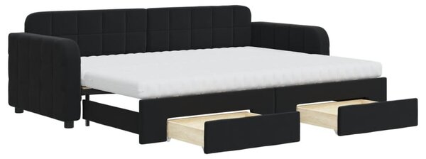 VidaXL Divano letto estraibile con cassetti Nero 80x200 cm Velluto