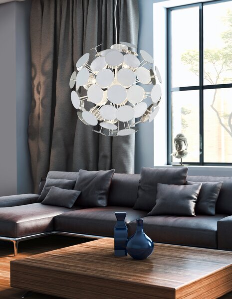 Lampada a Sospensione da Interno E14 in Metallo Bianco Opaco