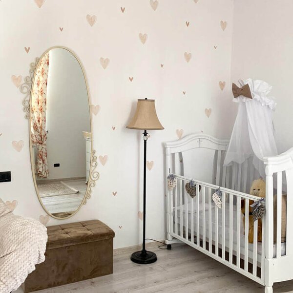Adesivi INSPIO in tessuto - Cuori beige per la camera dei bambini