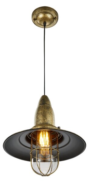 Lampada a Sospensione da Interno E27 in Metallo Ottone Invecchiato