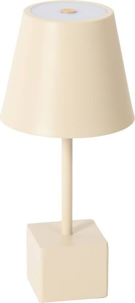 Lindby Lampada da tavolo ricaricabile a LED Janea CUBE, beige, metallo