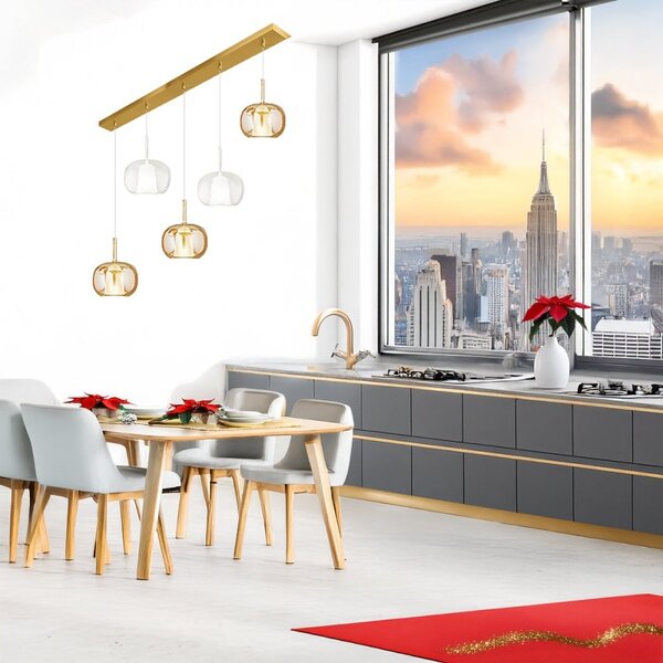 Lampadario perenz illumina rain s5 br ob 8034 8248 am tr e27 led vetro base ottone brunito - Perenz
