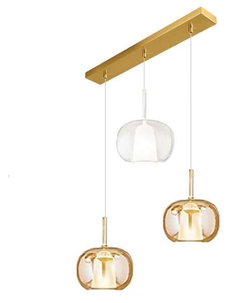 Lampadario perenz illumina rain s3 br ob 8034 8248 am tr e27 led vetro base ottone brunito - Perenz