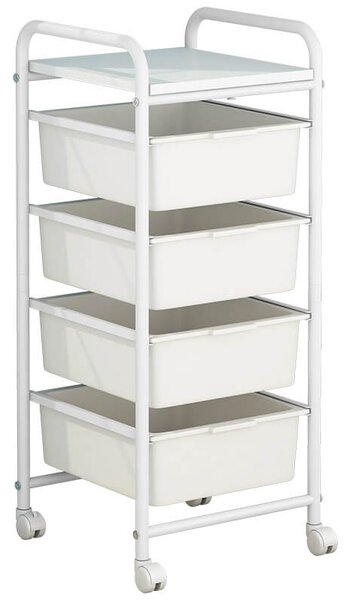 Carrello da Cucina 4 Cassetti 32,5x36,5x73 cm in Plastica Daria Bianca