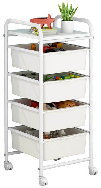 Carrello da Cucina 4 Cassetti 32,5x36,5x73 cm in Plastica Daria Bianca