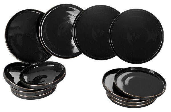 Servizio Piatti 12 Pezzi in New Bon China VdE Tivoli 1996 Luxury Black